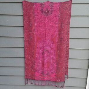 Gorgeous Nubby Red Pashmina with White Flecks of colorful thread.  21 x 76 ish